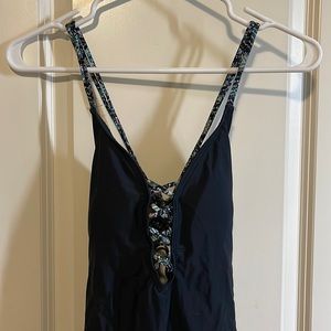 Black strappy one piece, size small!